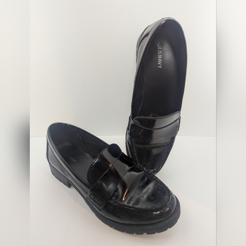 Old Navy Women's Size 9 Black Faux Leather Loafers